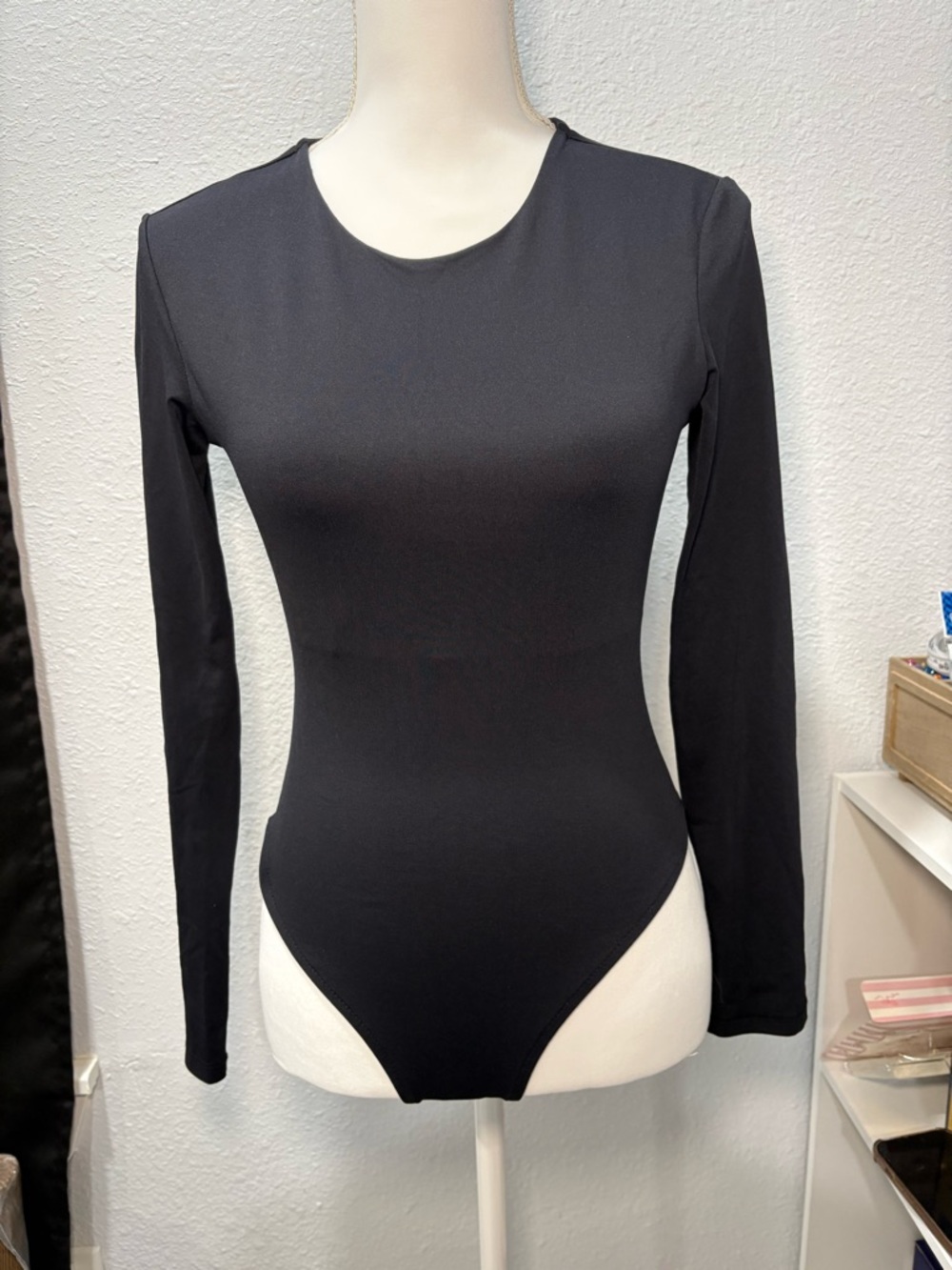 Zara Black Scoop Neck Long Sleeve Bodysuit